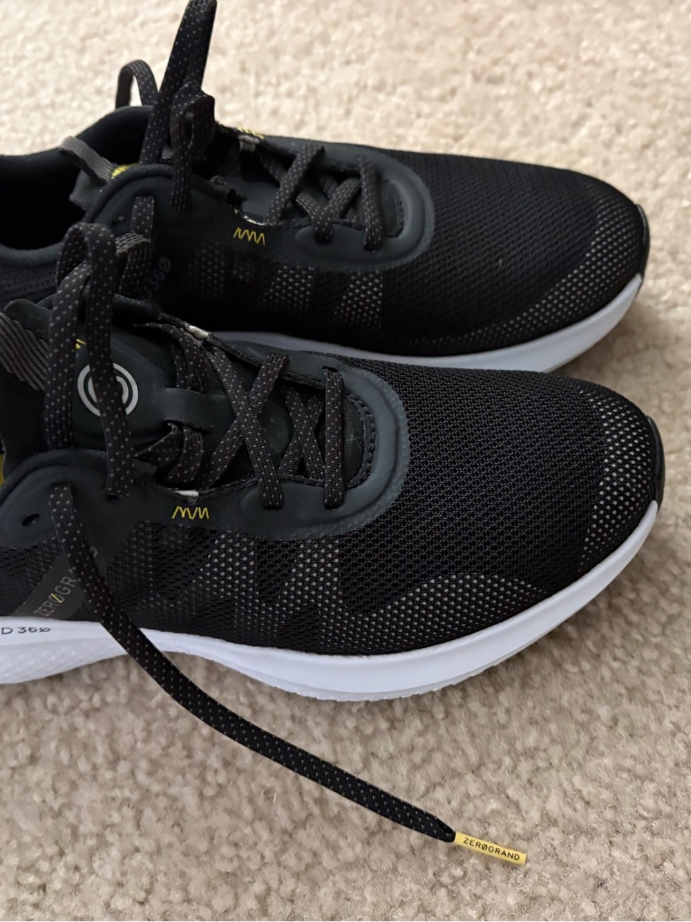 Cole Haan Black Mesh Athletic Sneakers with White Soles